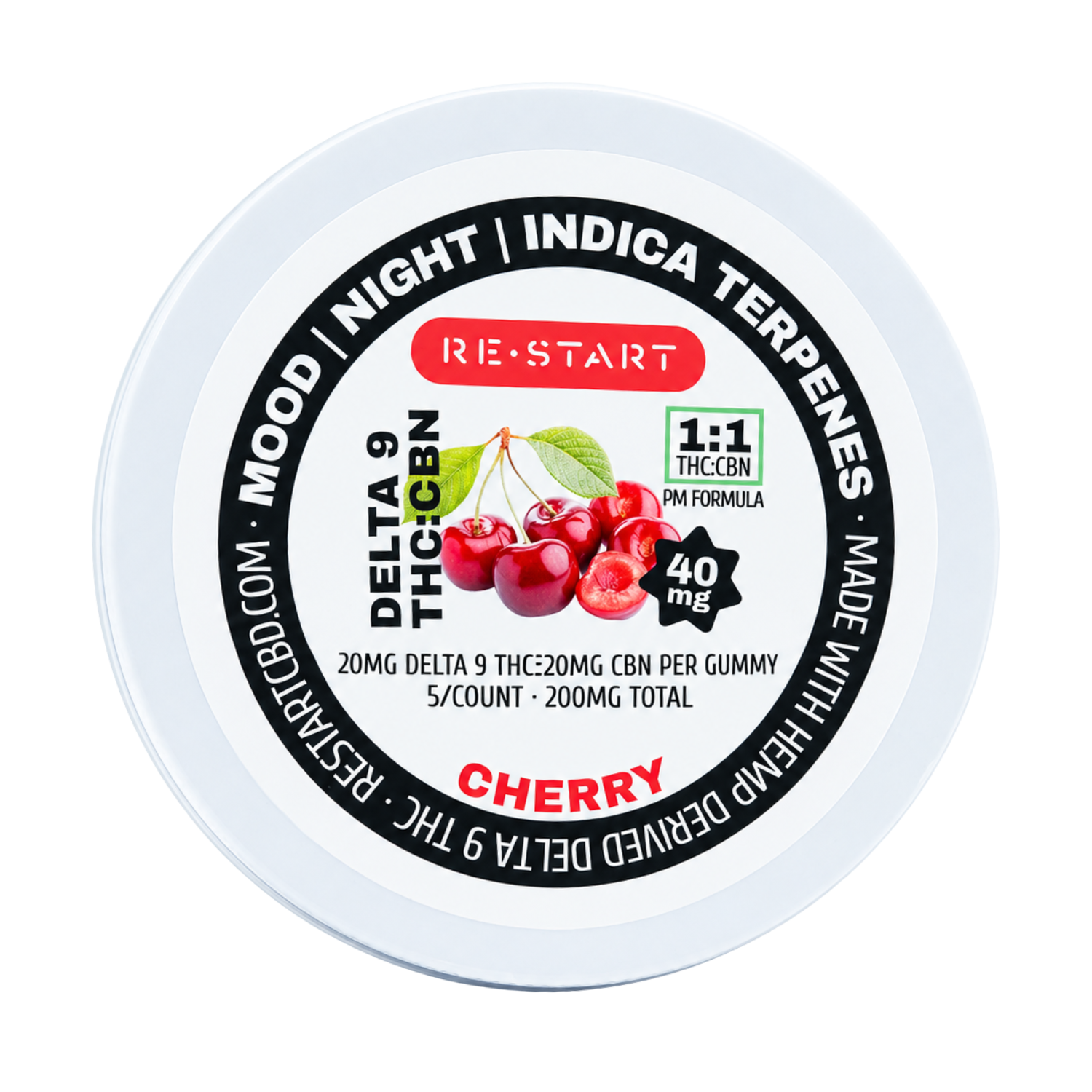 Delta 9 THC CBN Gummies 40MG - Indica Cherry / 5-Ct